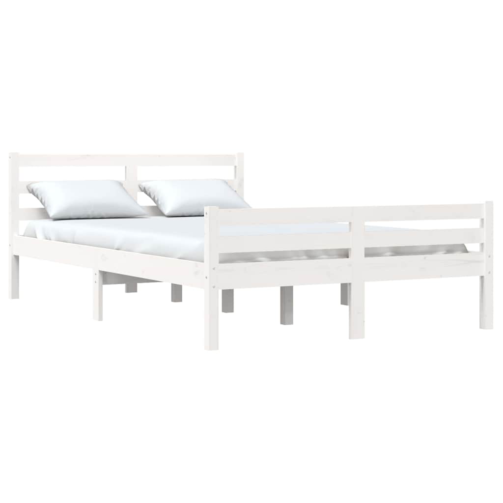 Bed Frame without Mattress Solid Wood Length 190 cm White 135 cm