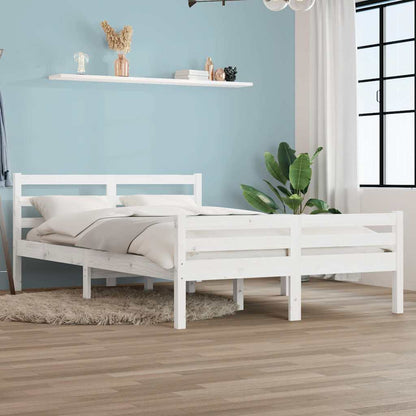 Bed Frame without Mattress Solid Wood Length 190 cm White 135 cm