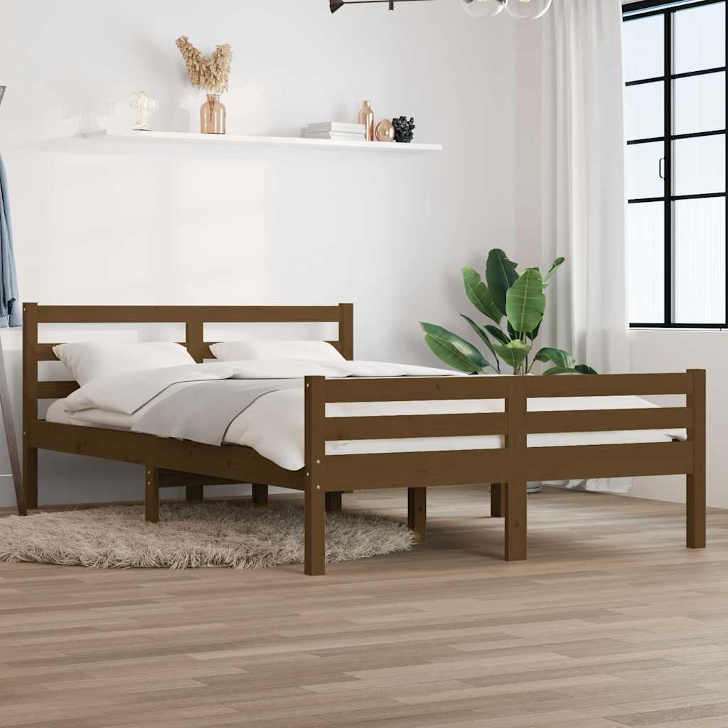 Bed Frame without Mattress Solid Wood Length 190 cm Honey brown 140 cm