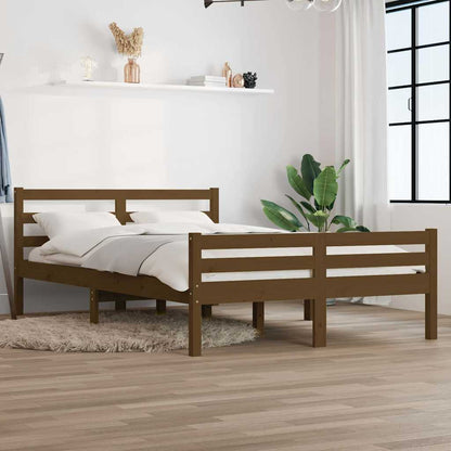 Bed Frame without Mattress Solid Wood Length 190 cm Honey brown 140 cm