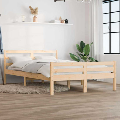 Bed Frame without Mattress Solid Wood Length 200 cm Natural 140 cm