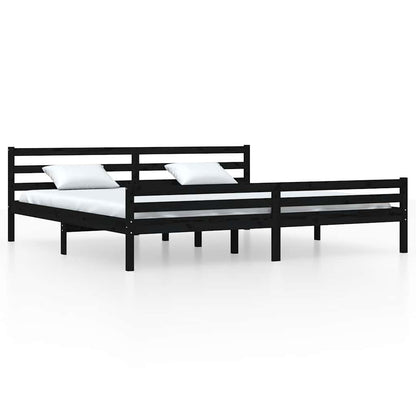 Bed Frame without Mattress Solid Wood Length 200 cm Black 200 cm