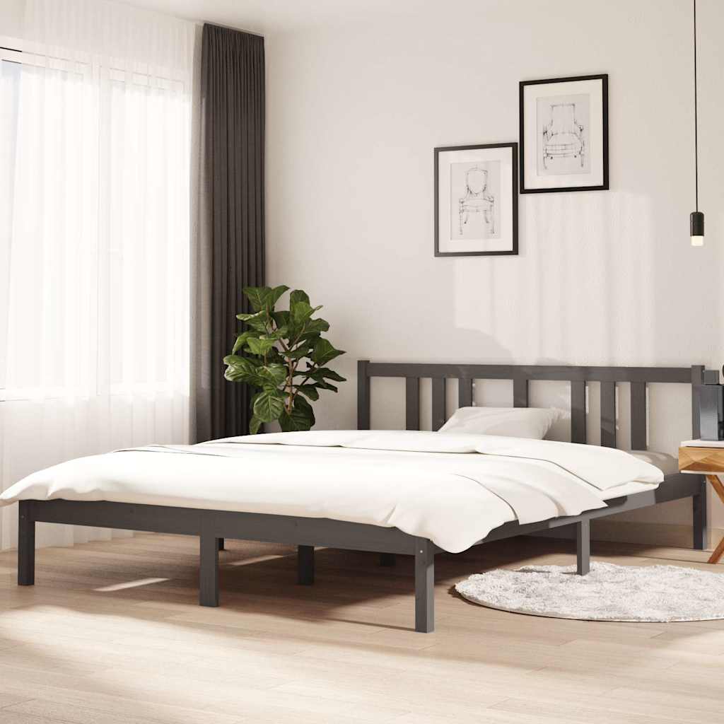 Bed Frame without Mattress Solid Wood Length 200 cm Grey 150 cm