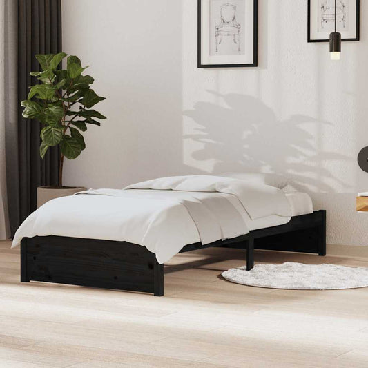 Bed Frame without Mattress Solid Wood Length 190 cm Black 90 cm
