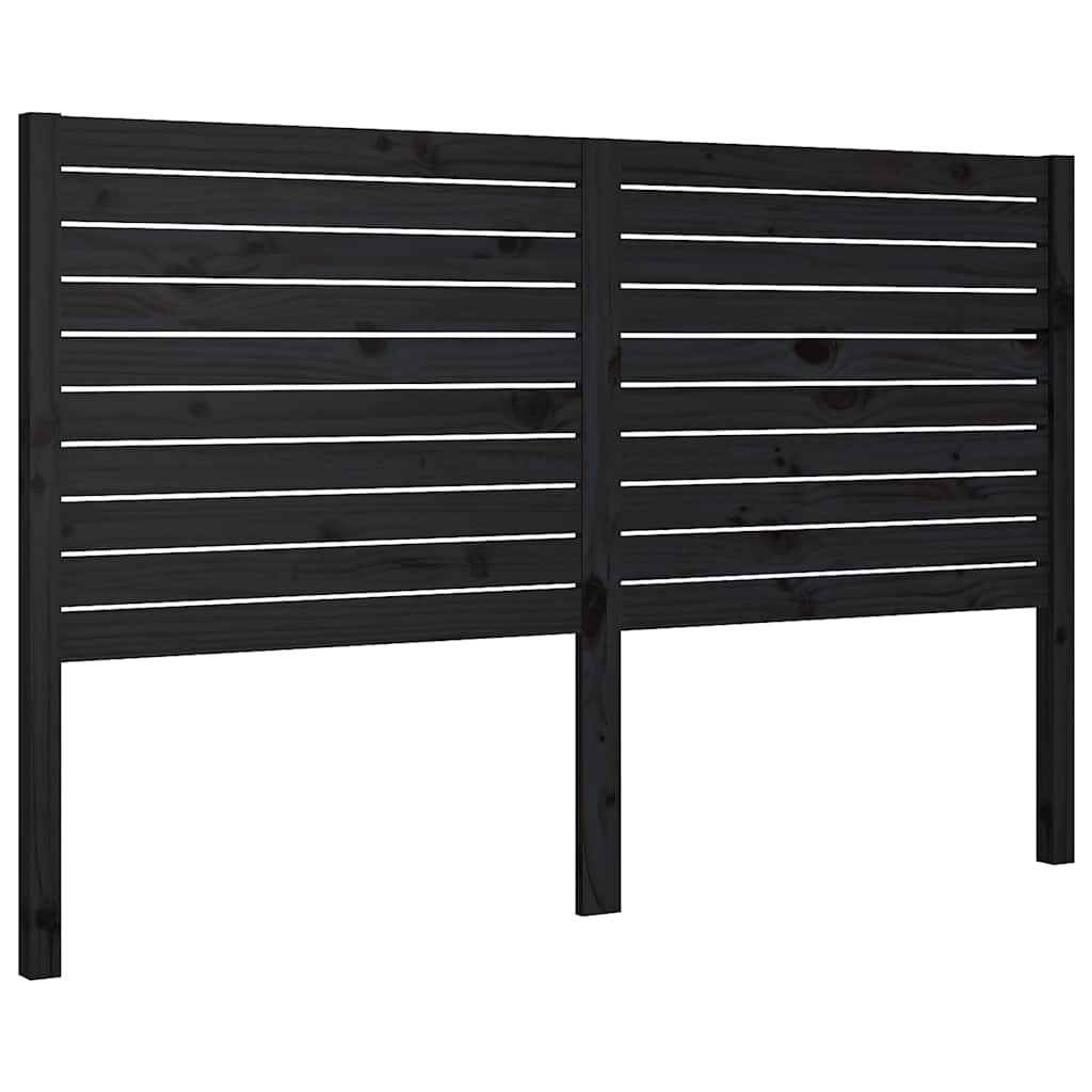 Bed Headboard 81x4x100 cm Solid Wood Pine Black 146 cm