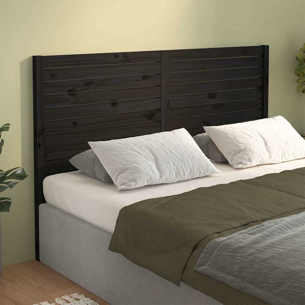 Bed Headboard 81x4x100 cm Solid Wood Pine Black 146 cm