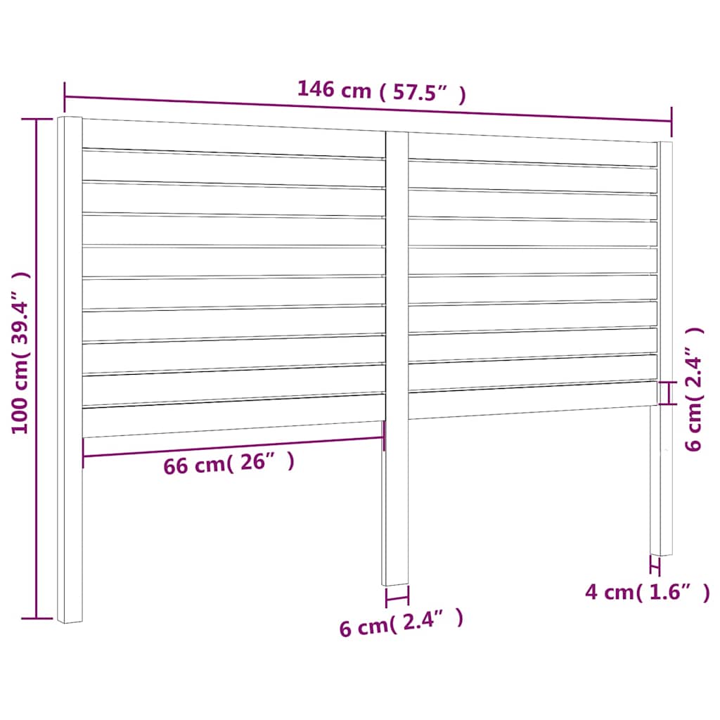 Bed Headboard 81x4x100 cm Solid Wood Pine Black 146 cm
