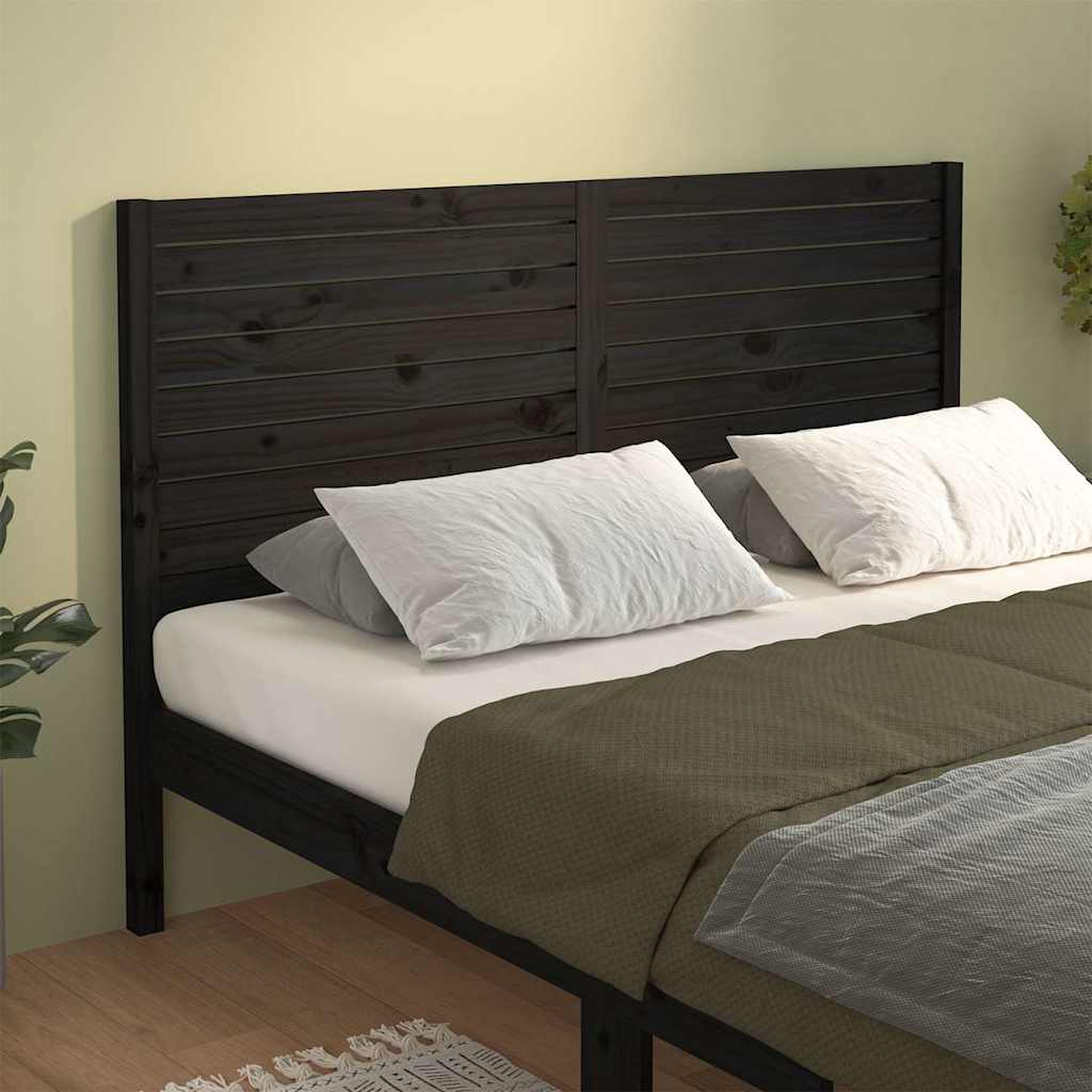 Bed Headboard 81x4x100 cm Solid Wood Pine Black 156 cm