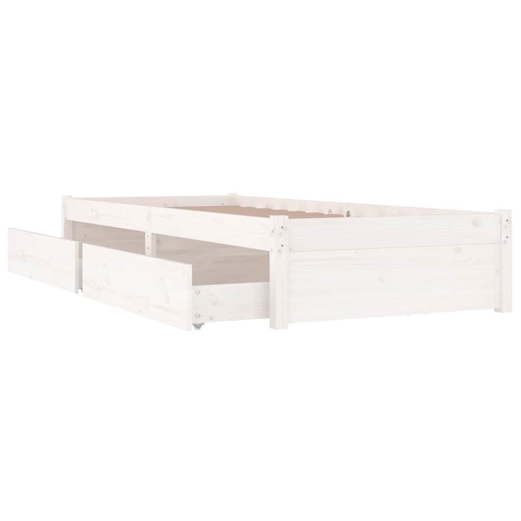 Bed Frame without Mattress with Drawers White 75 cm 190 cm