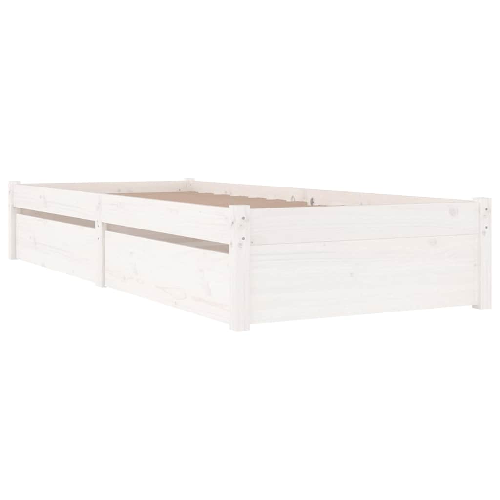 Bed Frame without Mattress with Drawers White 75 cm 190 cm