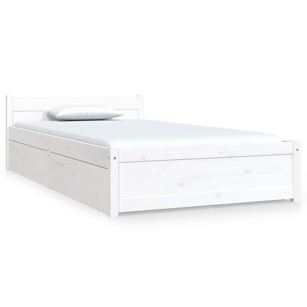 vidaXL Bed Frame without Mattress with Drawers White Single 2