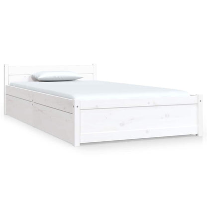 vidaXL Bed Frame without Mattress with Drawers White Single 2