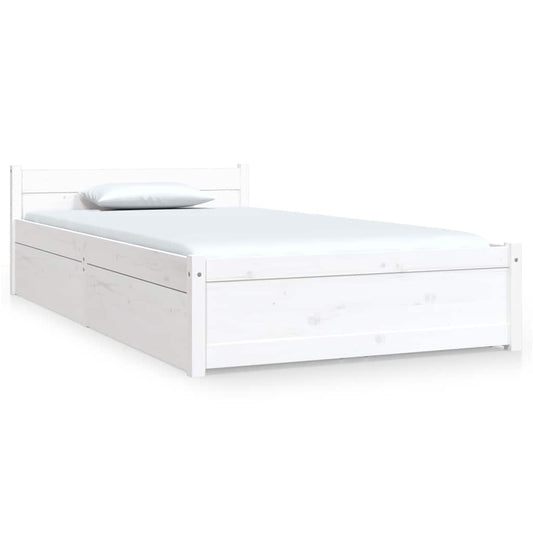 vidaXL Bed Frame without Mattress with Drawers White Single 2