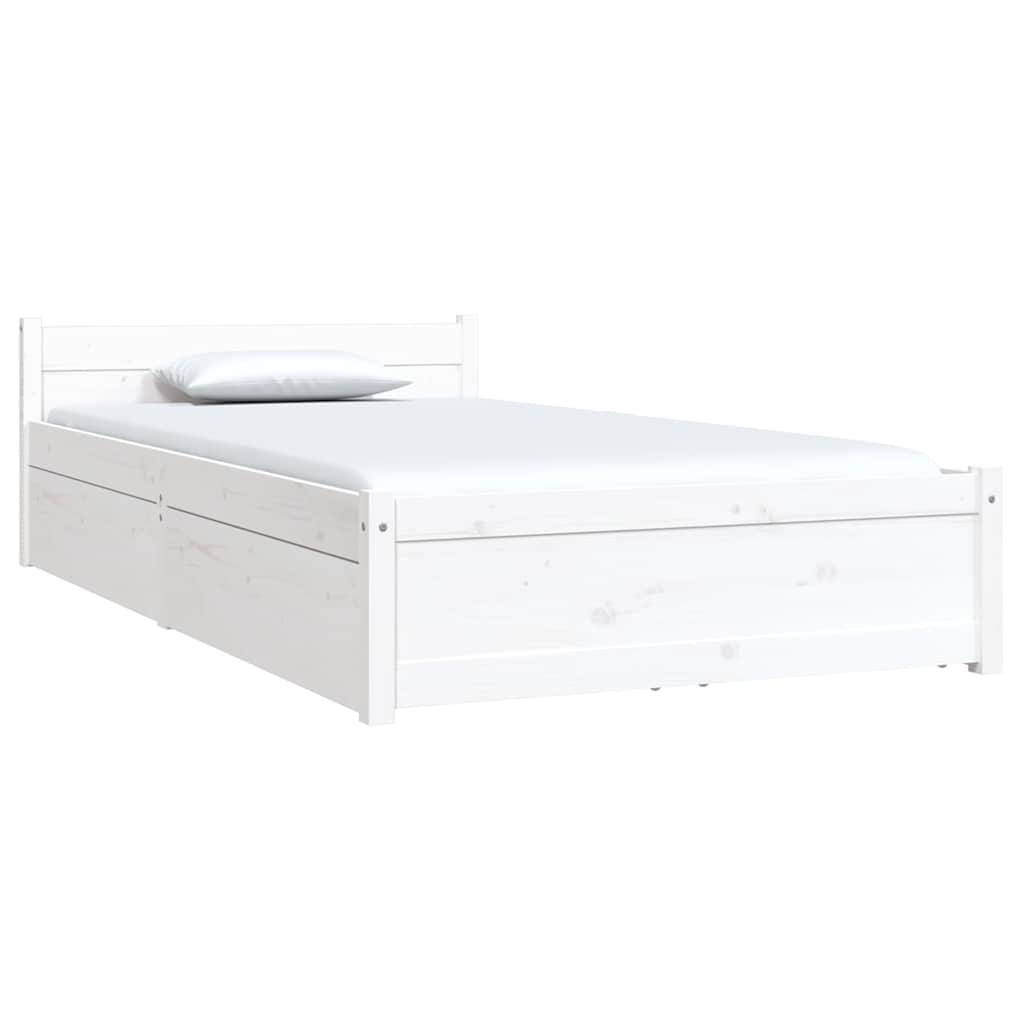 vidaXL Bed Frame without Mattress with Drawers White Single 3