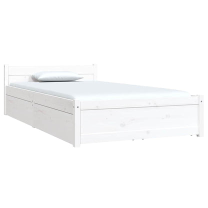 vidaXL Bed Frame without Mattress with Drawers White Single 3