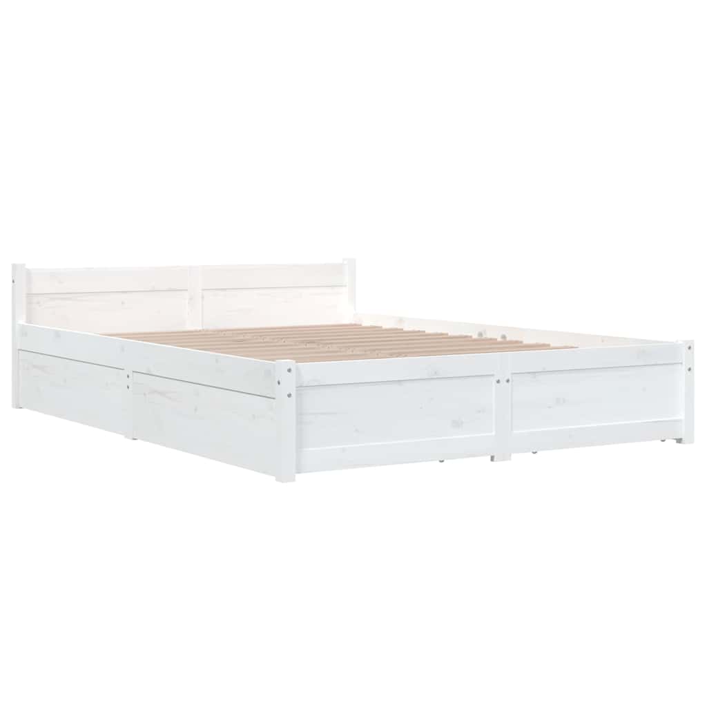 vidaXL Bed Frame without Mattress with Drawers White 140x190 cm 4