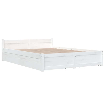 vidaXL Bed Frame without Mattress with Drawers White 140x190 cm 4