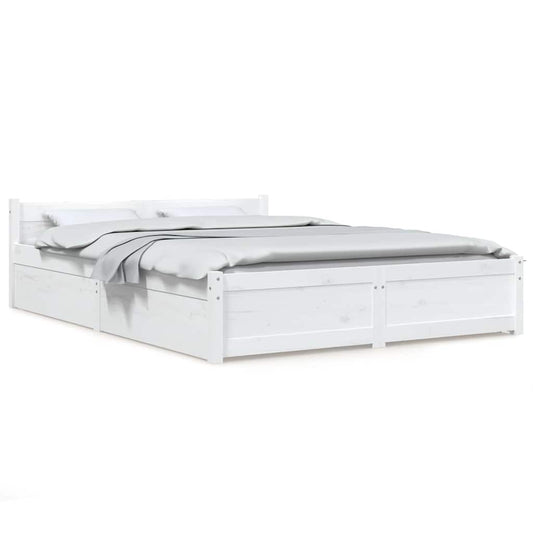 vidaXL Bed Frame without Mattress with Drawers White 120x200 cm 2