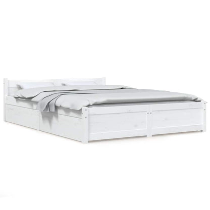 vidaXL Bed Frame without Mattress with Drawers White 160x200 cm 2