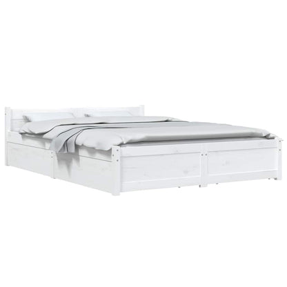 vidaXL Bed Frame without Mattress with Drawers White 160x200 cm 3
