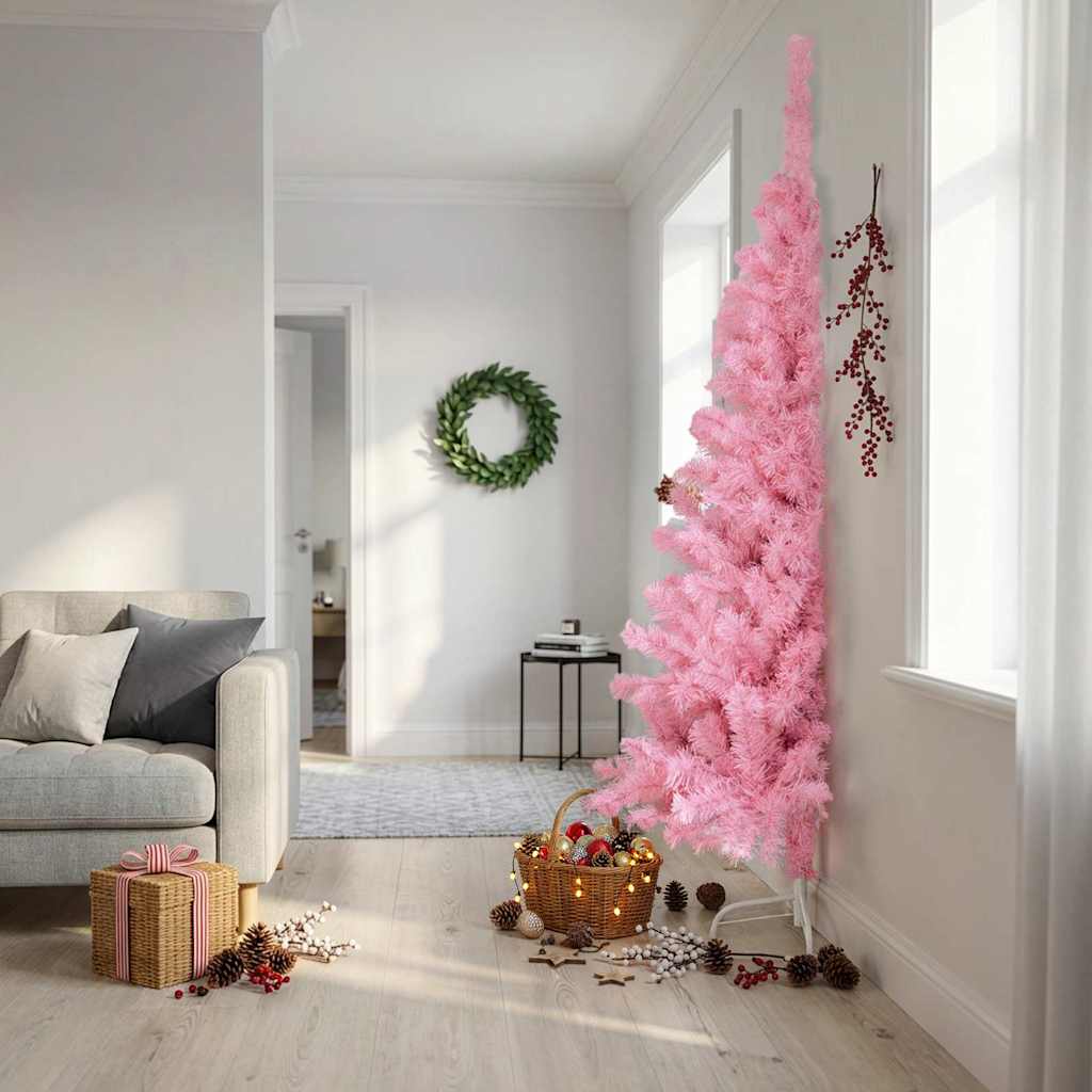 Artificial Half Christmas Tree with Stand PVC 210 cm Pink
