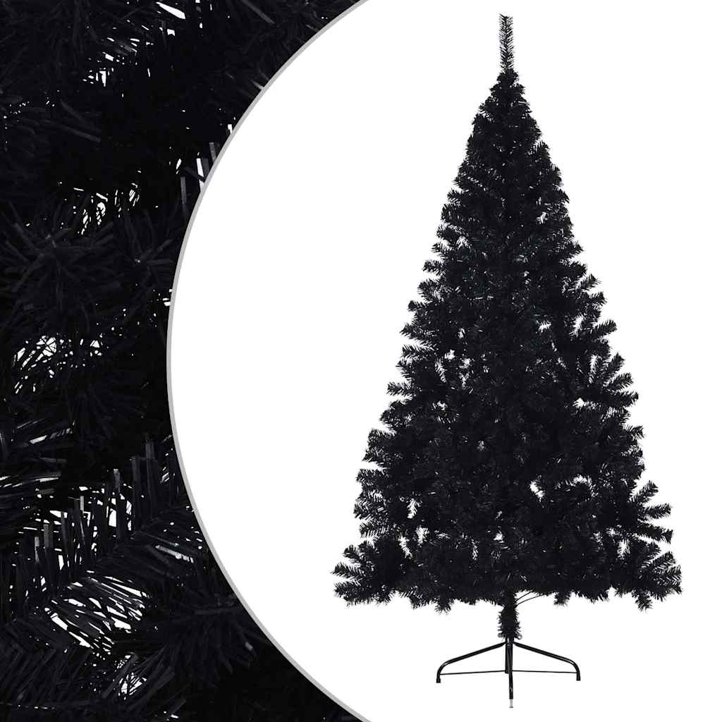 Artificial Half Christmas Tree with Stand PVC 180 cm Black