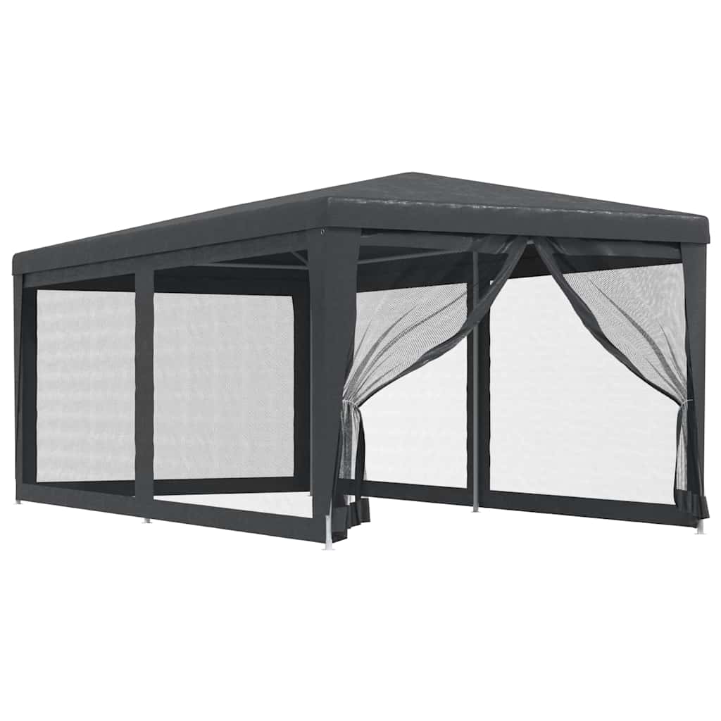 Party Tent with 6 Mesh Sidewalls HDPE with 6 Sidewalls Anthracite 3 m 6 m