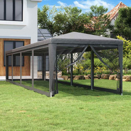 vidaXL Party Tent | Anthracite | HDPE with coating | 3x12 m | Collapsible 1