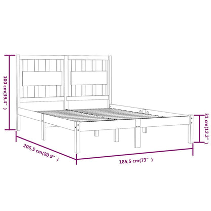 Bed Frame without Mattress Solid Wood Length 200 cm Natural 180 cm