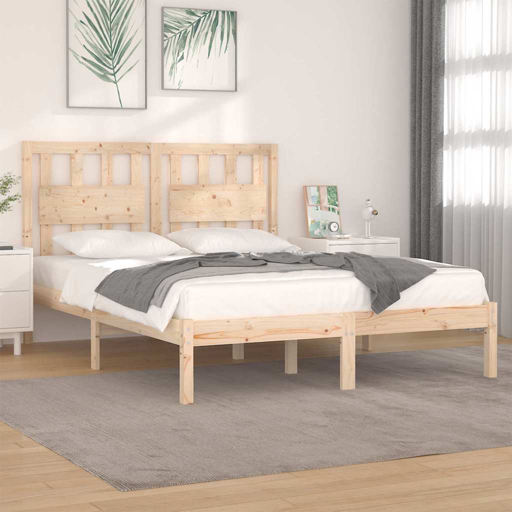 Bed Frame without Mattress Solid Wood Length 200 cm Natural 180 cm