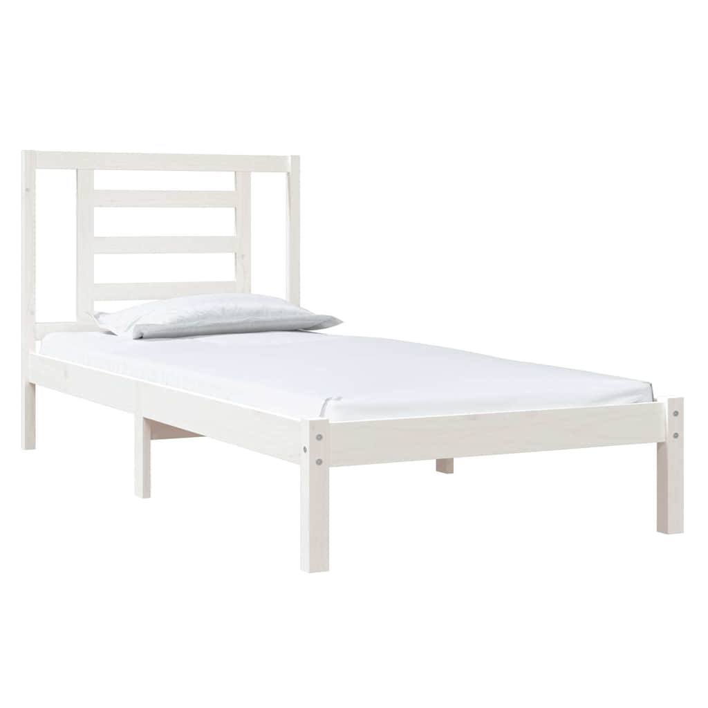 Bed Frame without Mattress Solid Wood Pine Length 200 cm White 90 cm