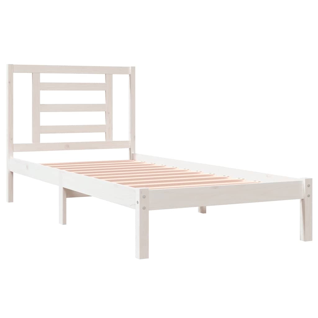 Bed Frame without Mattress Solid Wood Pine Length 200 cm White 90 cm