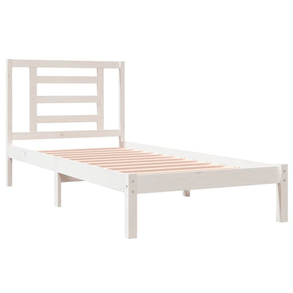 Bed Frame without Mattress Solid Wood Pine Length 200 cm White 90 cm