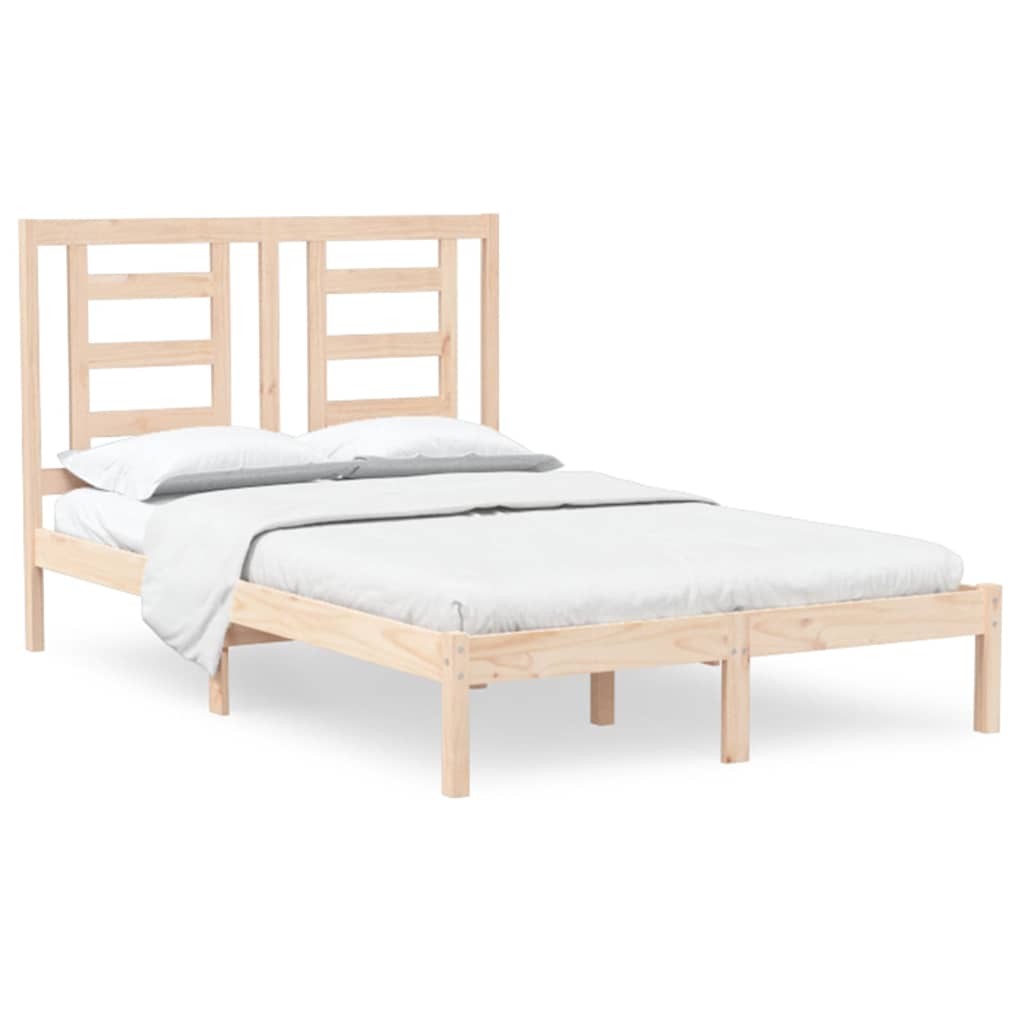 Bed Frame without Mattress Solid Wood Pine Length 200 cm Natural 120 cm