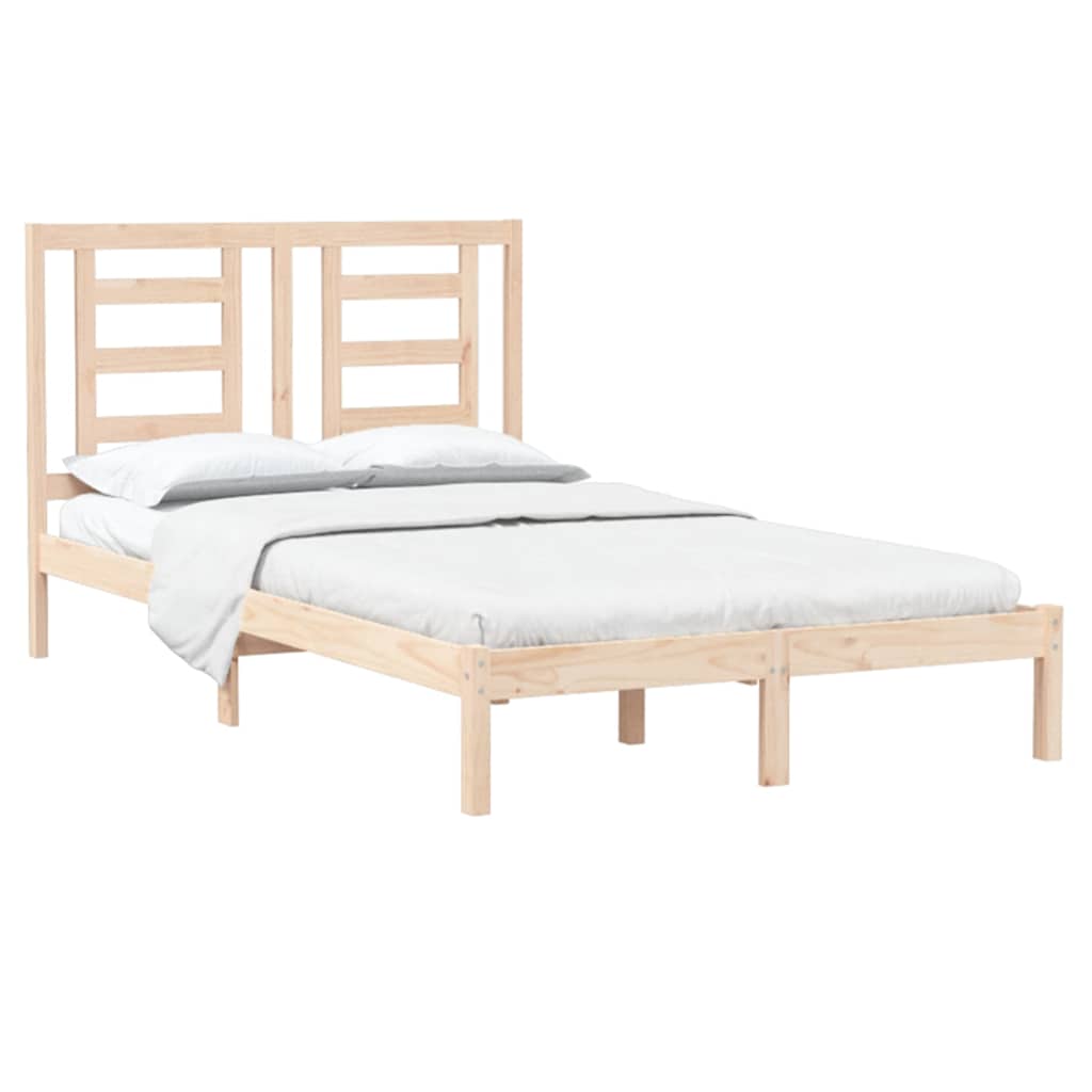 Bed Frame without Mattress Solid Wood Pine Length 200 cm Natural 120 cm