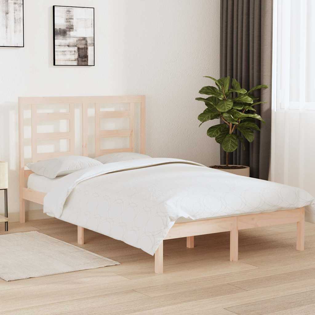 Bed Frame without Mattress Solid Wood Pine Length 200 cm Natural 120 cm