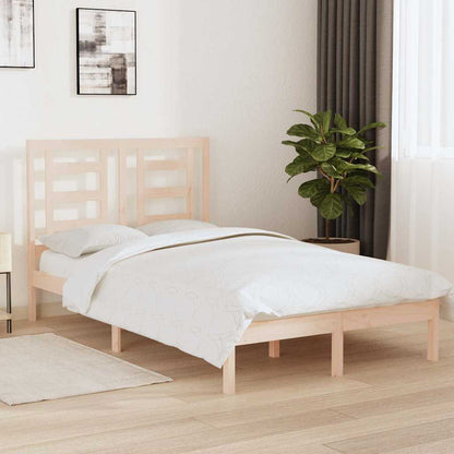 Bed Frame without Mattress Solid Wood Pine Length 200 cm Natural 120 cm