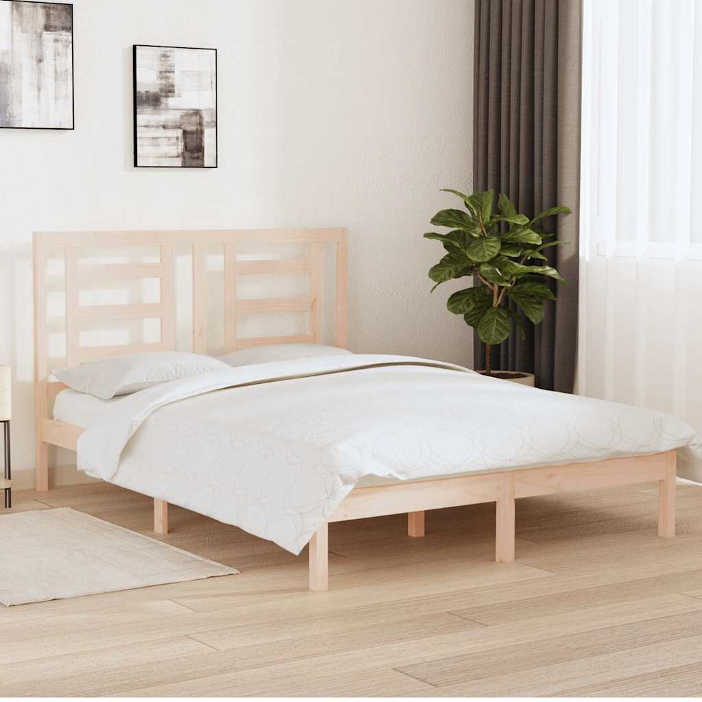 Bed Frame without Mattress Solid Wood Pine Length 200 cm Natural 150 cm