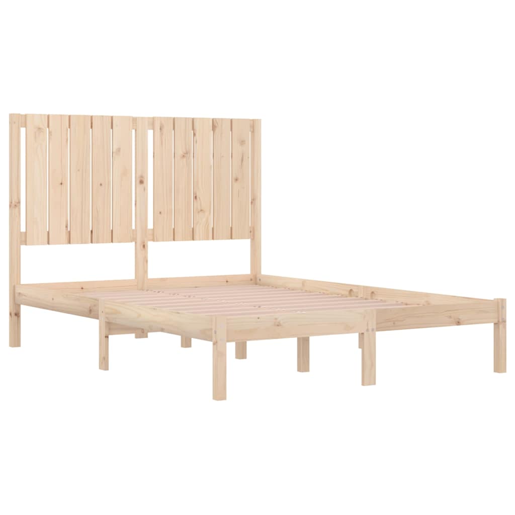 Bed Frame without Mattress Solid Wood Pine Length 200 cm Natural 120 cm