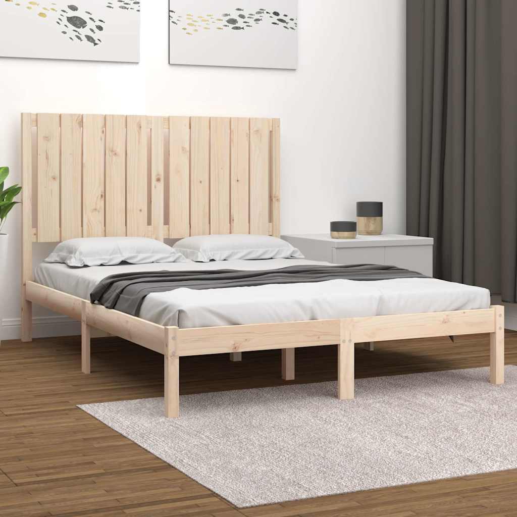 Bed Frame without Mattress Solid Wood Pine Length 200 cm Natural 120 cm