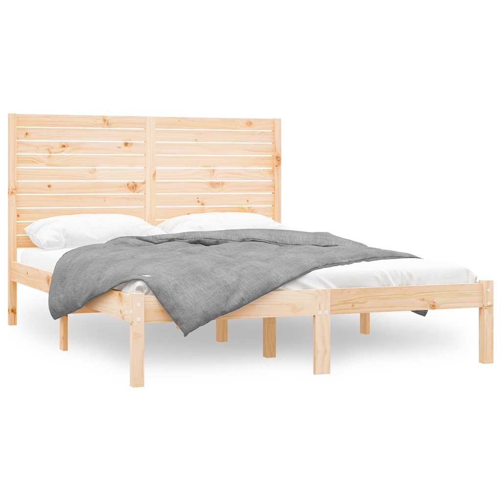 Bed Frame without Mattress Solid Wood Length 200 cm Natural 140 cm