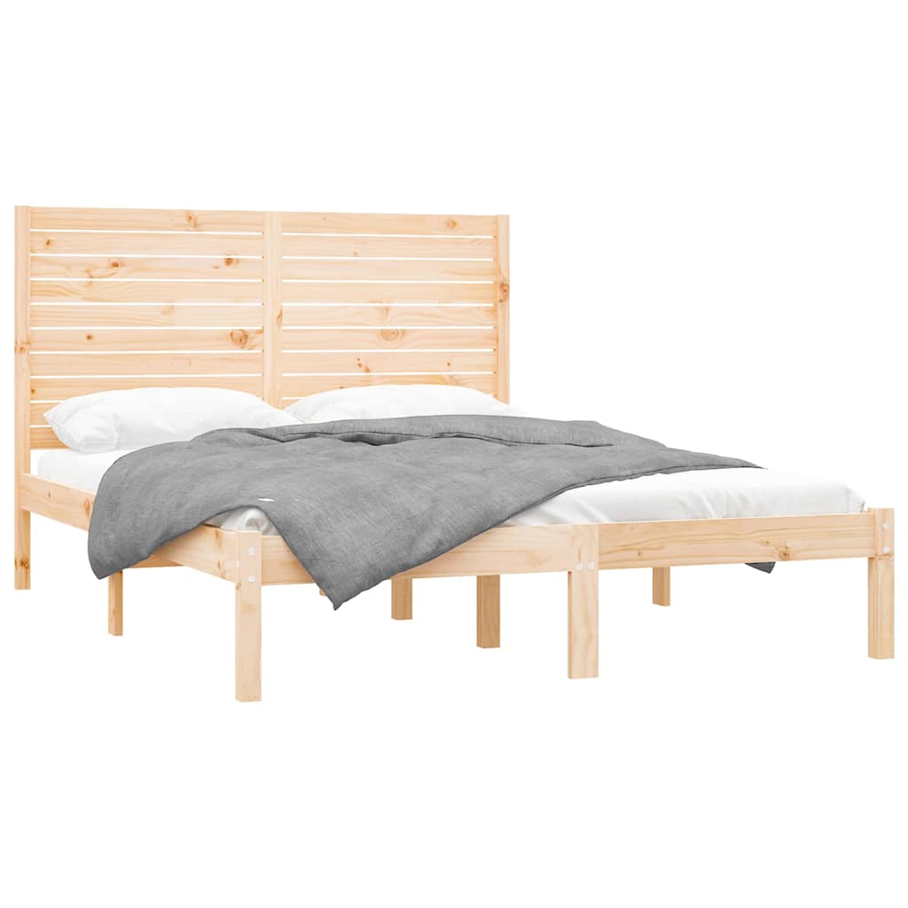 Bed Frame without Mattress Solid Wood Length 200 cm Natural 140 cm