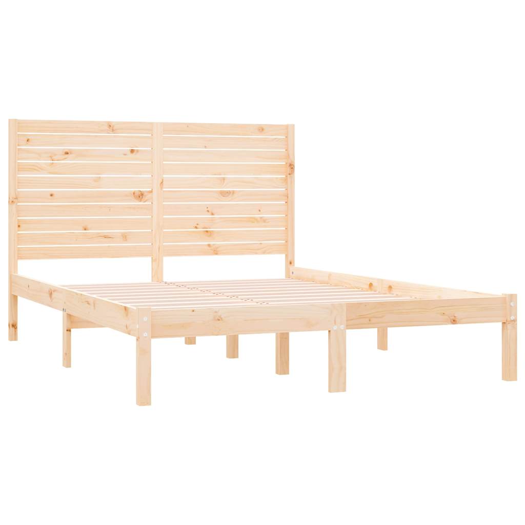 Bed Frame without Mattress Solid Wood Length 200 cm Natural 140 cm