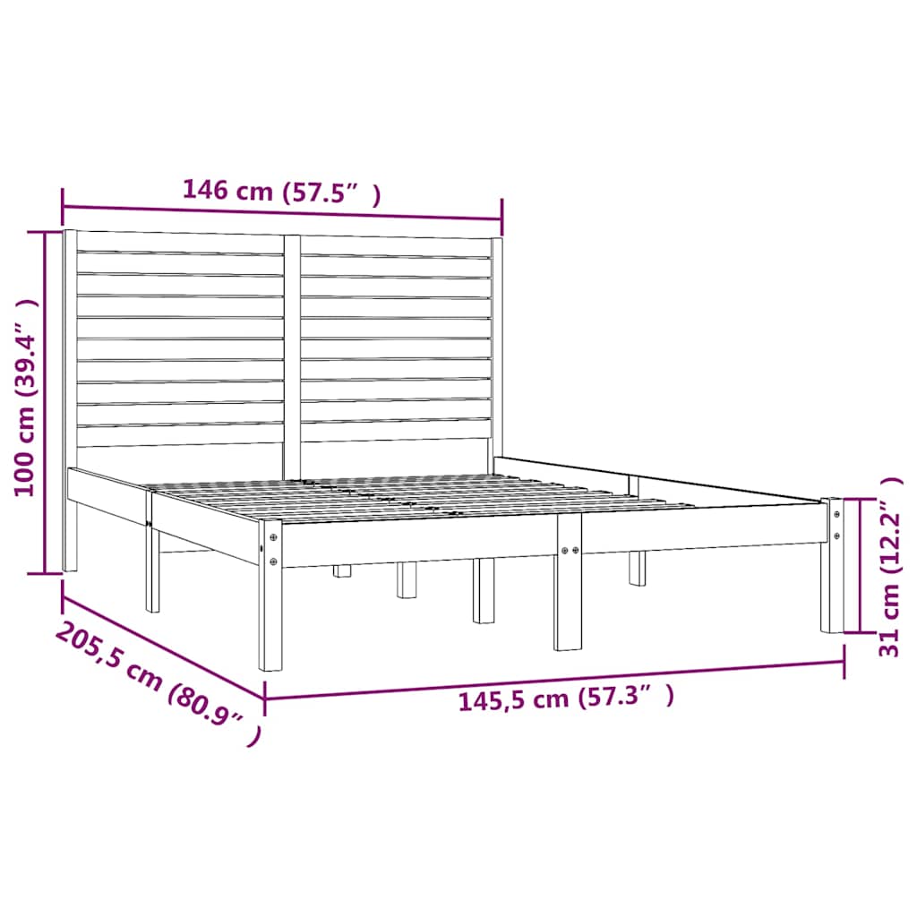 Bed Frame without Mattress Solid Wood Length 200 cm Natural 140 cm