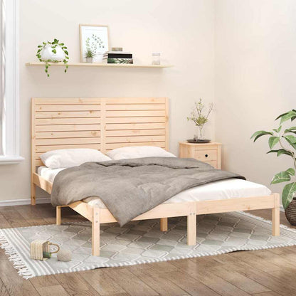 Bed Frame without Mattress Solid Wood Length 200 cm Natural 140 cm