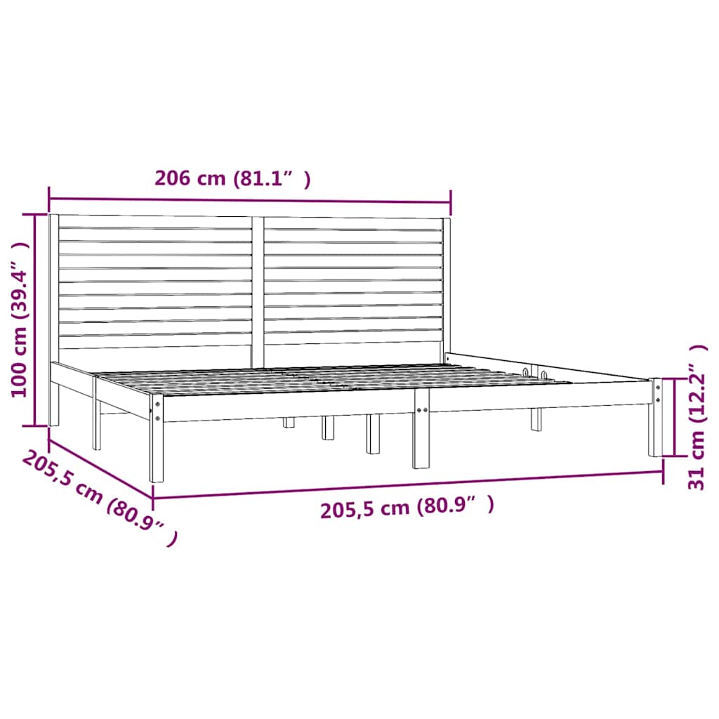 Bed Frame without Mattress Solid Wood Length 200 cm White 200 cm