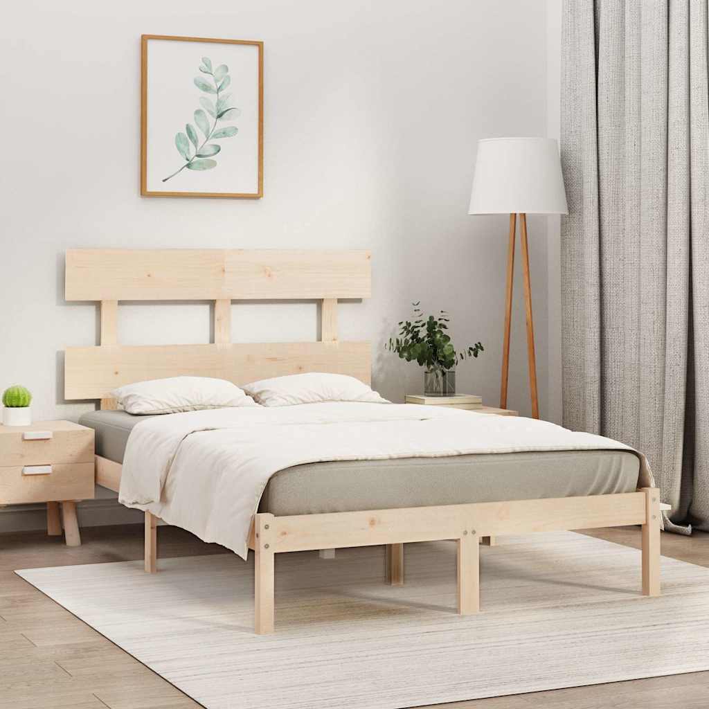 Bed Frame without Mattress Solid Wood Length 200 cm Natural 140 cm