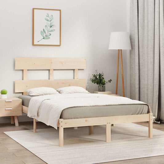 Bed Frame without Mattress Solid Wood Length 200 cm Natural 140 cm