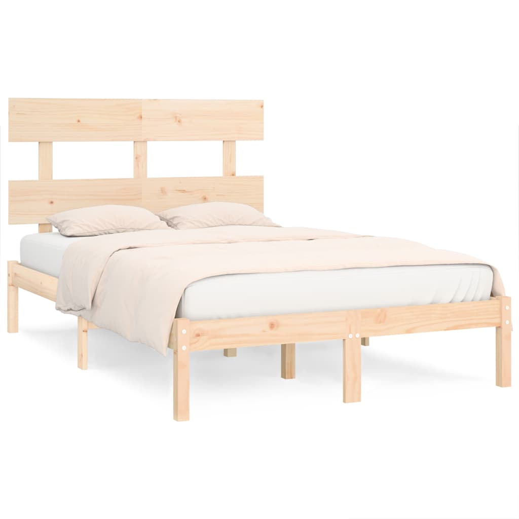 Bed Frame without Mattress Solid Wood Length 200 cm Natural 150 cm