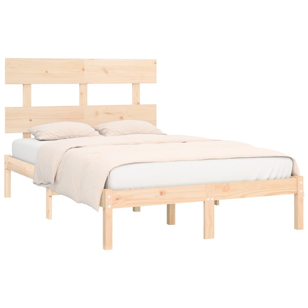 Bed Frame without Mattress Solid Wood Length 200 cm Natural 150 cm